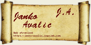 Janko Avalić vizit kartica